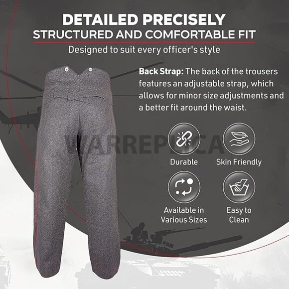 German Model 1907/10 Field-Grey Wool Piped Trousers (Medium 40 inch) - Picture 3 of 8